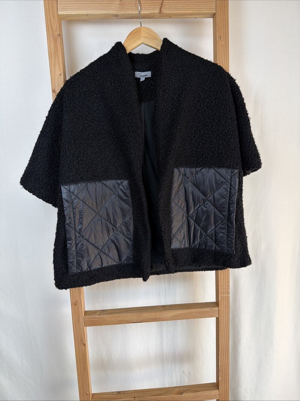 NWT Shana Black Boucle Cropped Puffy Pockets Jacket #0915 Size XXL
